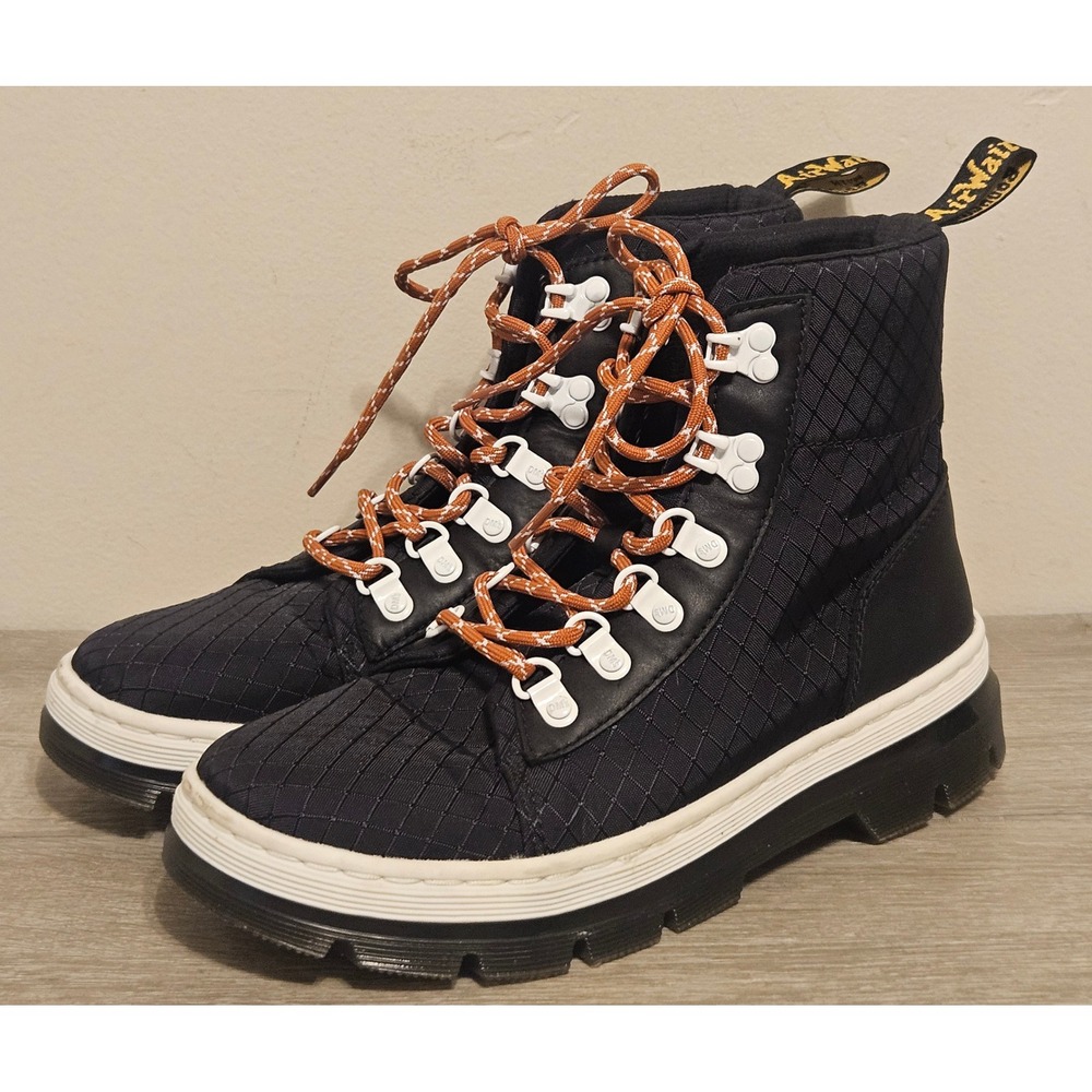 Dr. Martens Combs W Black Quilted Textile Ankle Boots Womens Size 8